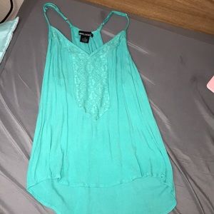 Turquoise flowy tank top